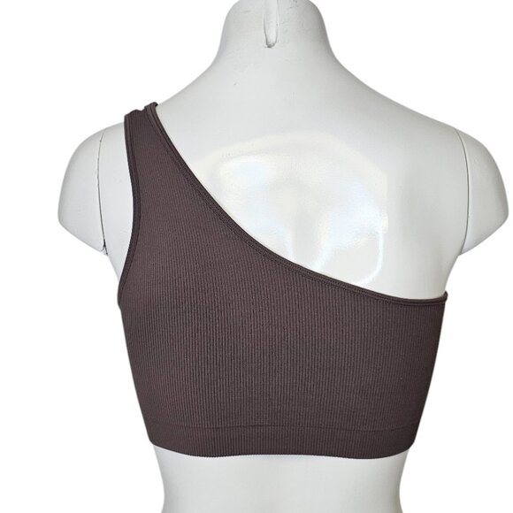 SET Active One Shoulder Ribbed Crop Top, Athletic, Stretch, Active, Size S - Picture 3 of 6